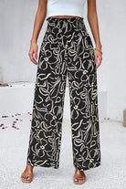 Smocked Printed Wide Leg Pants with Pockets-Pants-Krush Kandy, Women's Online Fashion Boutique Located in Phoenix, Arizona (Scottsdale Area)