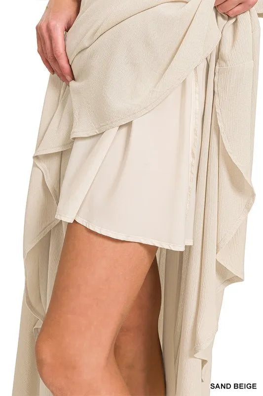 Woven Crinkle Gauze Crop Tee and Skirt Set-2 Piece Outfit Sets-Krush Kandy, Women's Online Fashion Boutique Located in Phoenix, Arizona (Scottsdale Area)