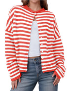 Striped Button-Up Cardigan-Sweaters-Krush Kandy, Women's Online Fashion Boutique Located in Phoenix, Arizona (Scottsdale Area)