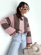 Color Block Long Sleeve Sweater-Sweater-Krush Kandy, Women's Online Fashion Boutique Located in Phoenix, Arizona (Scottsdale Area)