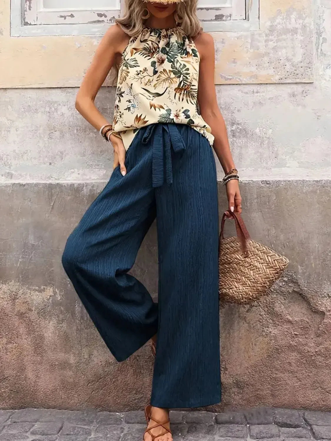 Printed Tank Top and Wide Leg Pants Set-Tops-Krush Kandy, Women's Online Fashion Boutique Located in Phoenix, Arizona (Scottsdale Area)