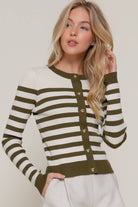 Long Sleeve Crew Neck Stripe Sweater Cardigan-Cardigan-Krush Kandy, Women's Online Fashion Boutique Located in Phoenix, Arizona (Scottsdale Area)