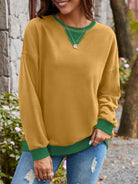 Lovelet Contrast Round Neck Long Sleeve Sweatshirt-Krush Kandy, Women's Online Fashion Boutique Located in Phoenix, Arizona (Scottsdale Area)