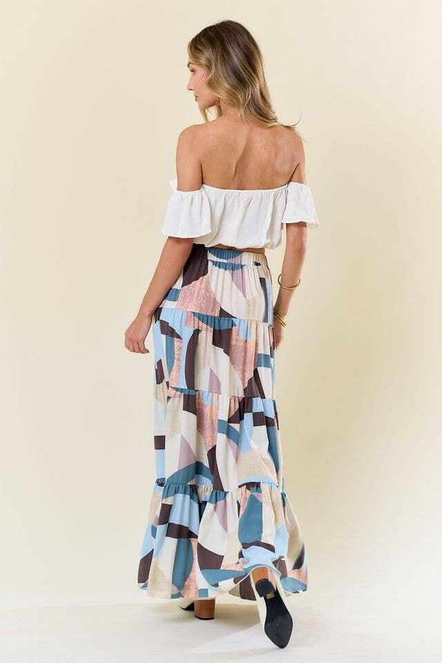 Geo Dreams Tiered Maxi Skirt-Skirts-Krush Kandy, Women's Online Fashion Boutique Located in Phoenix, Arizona (Scottsdale Area)