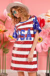 BiBi American Flag Theme Usa Print Sequin Dress-Dresses-Krush Kandy, Women's Online Fashion Boutique Located in Phoenix, Arizona (Scottsdale Area)