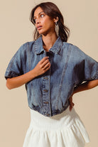 Button Front Dolman Denim Jacket-Tops-Krush Kandy, Women's Online Fashion Boutique Located in Phoenix, Arizona (Scottsdale Area)