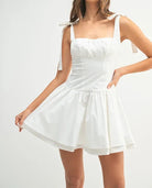 MABLE Shoulder Tie Corset Panel Mini Dress-Dresses-Krush Kandy, Women's Online Fashion Boutique Located in Phoenix, Arizona (Scottsdale Area)