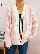 Striped Button-Front Cardigan with Contrast Trim-Cardigan-Krush Kandy, Women's Online Fashion Boutique Located in Phoenix, Arizona (Scottsdale Area)