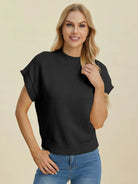 Double Take Full Size Mock Neck Short Sleeve Sweater-Krush Kandy, Women's Online Fashion Boutique Located in Phoenix, Arizona (Scottsdale Area)