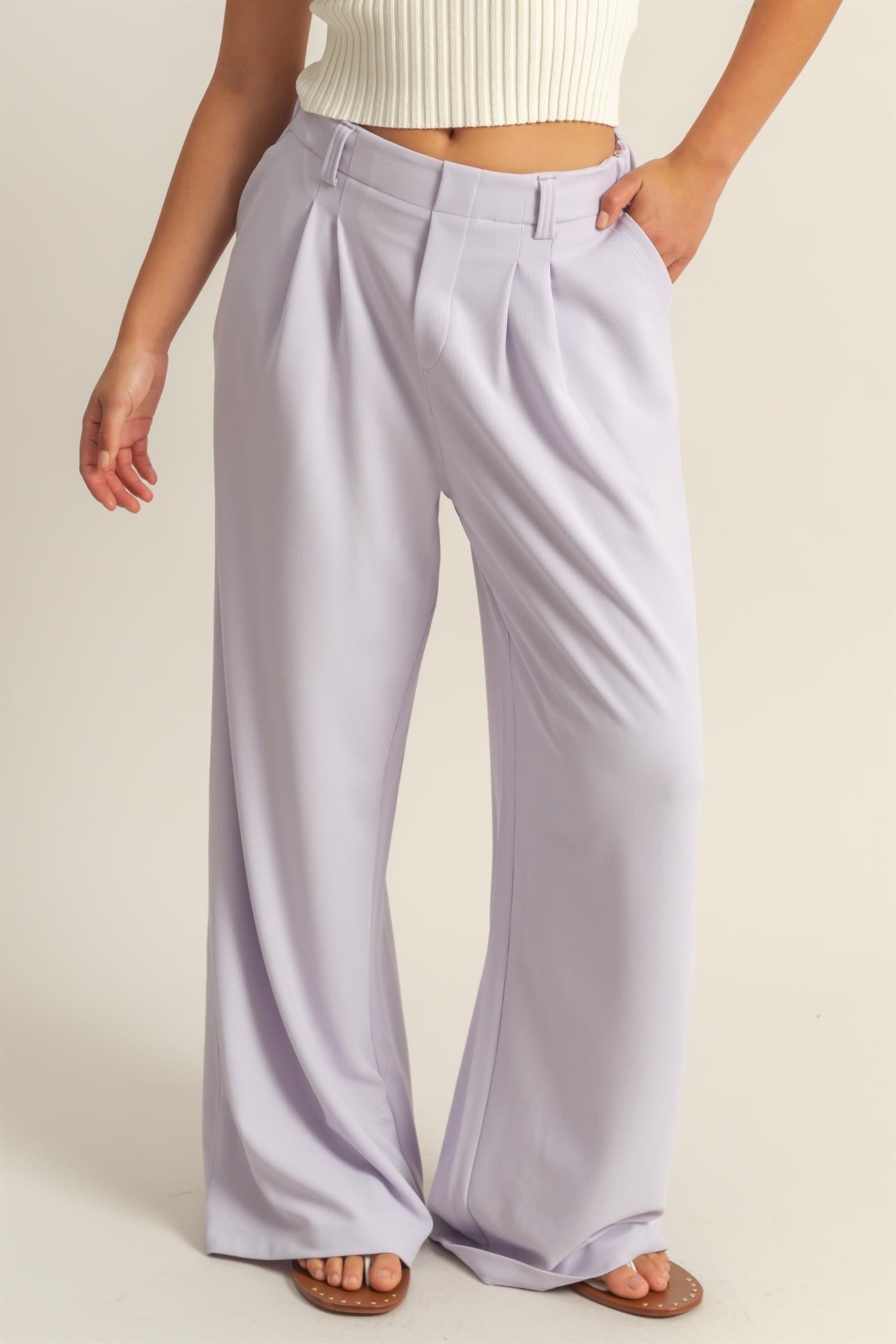 Waffle Knit High-Waist Wide-Leg Pants-Bottoms-Krush Kandy, Women's Online Fashion Boutique Located in Phoenix, Arizona (Scottsdale Area)