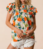 BiBi Multi Color Floral Print Woven Top-Tops-Krush Kandy, Women's Online Fashion Boutique Located in Phoenix, Arizona (Scottsdale Area)