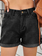 High Waist Rolled Hem Gradient Denim Shorts-Krush Kandy, Women's Online Fashion Boutique Located in Phoenix, Arizona (Scottsdale Area)