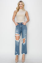 RISEN High Rise Distressed Crop Straight Jeans-Krush Kandy, Women's Online Fashion Boutique Located in Phoenix, Arizona (Scottsdale Area)