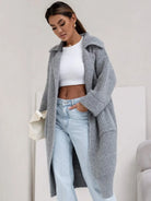 Pocketed Collared Neck Dropped Shoulder Cardigan-Krush Kandy, Women's Online Fashion Boutique Located in Phoenix, Arizona (Scottsdale Area)