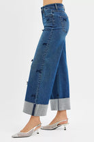 RISEN High Rise Crop Wide Leg Ribbon Detail Jeans-Jeans-Krush Kandy, Women's Online Fashion Boutique Located in Phoenix, Arizona (Scottsdale Area)