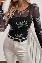 Bow Round Neck Long Sleeve Top-Tops-Krush Kandy, Women's Online Fashion Boutique Located in Phoenix, Arizona (Scottsdale Area)