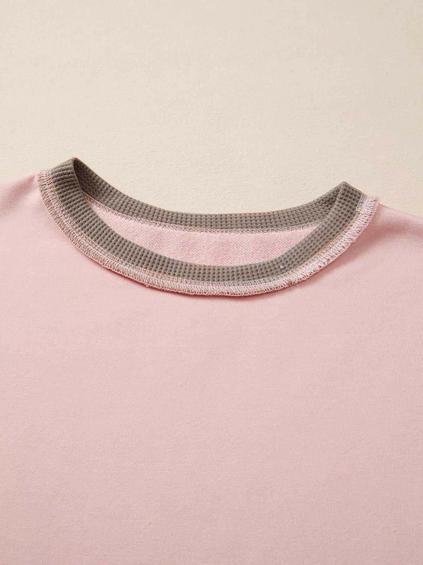 Color Block Mix Texture Waffle Patchwork Oversize Sweatshirt-Sweater-Krush Kandy, Women's Online Fashion Boutique Located in Phoenix, Arizona (Scottsdale Area)