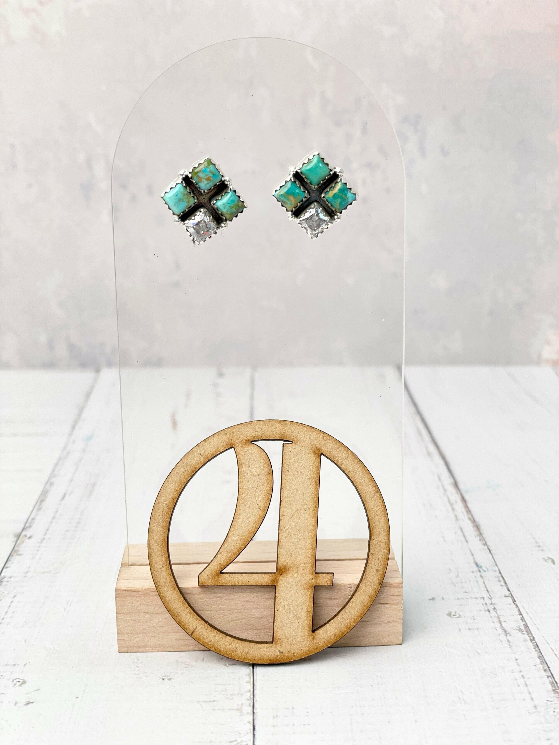Four Square Stone Stud Earrings-Earrings-Krush Kandy, Women's Online Fashion Boutique Located in Phoenix, Arizona (Scottsdale Area)