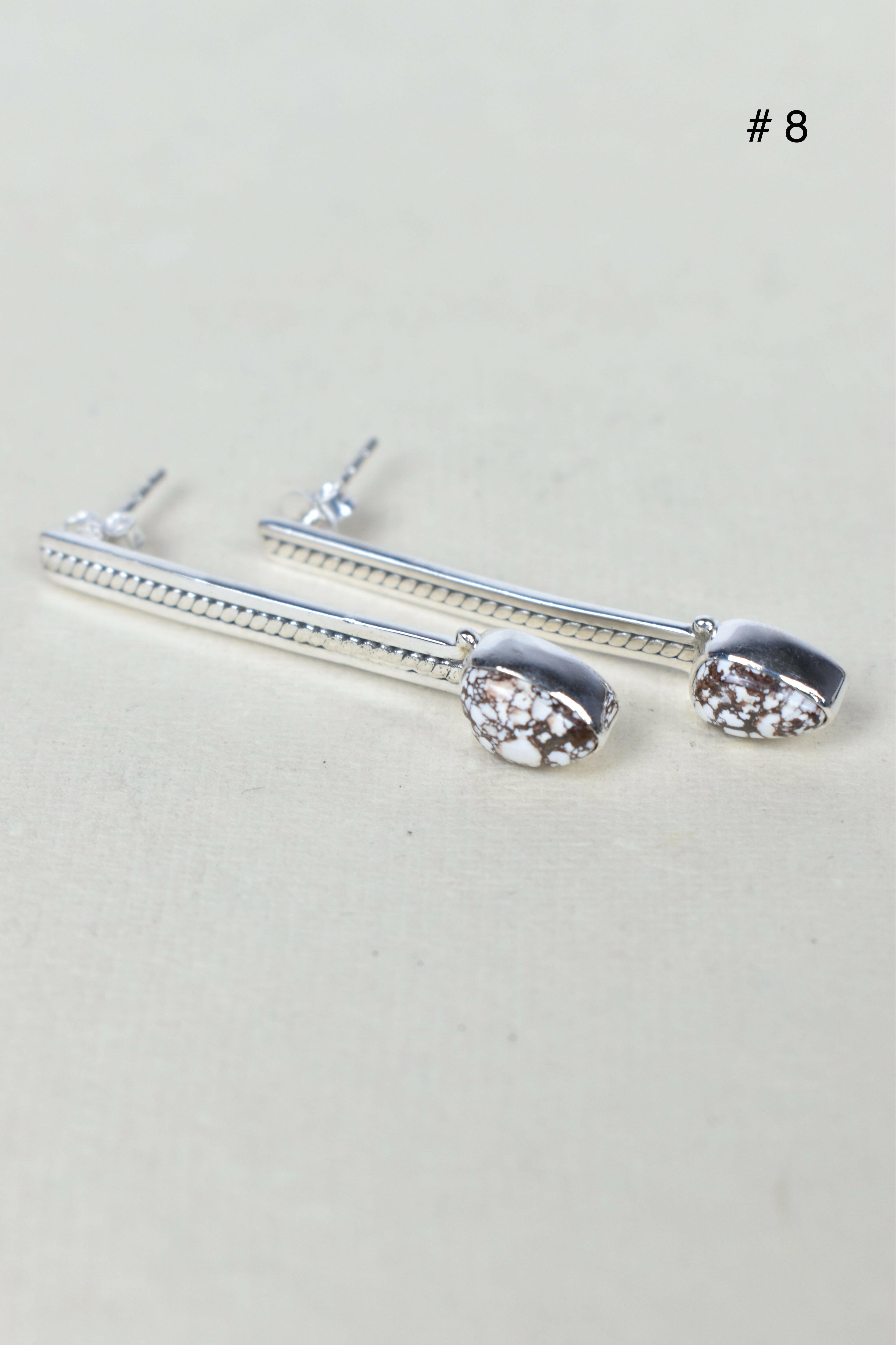 Silver Solitaire Bar Earrings-Drop Earrings-Krush Kandy, Women's Online Fashion Boutique Located in Phoenix, Arizona (Scottsdale Area)