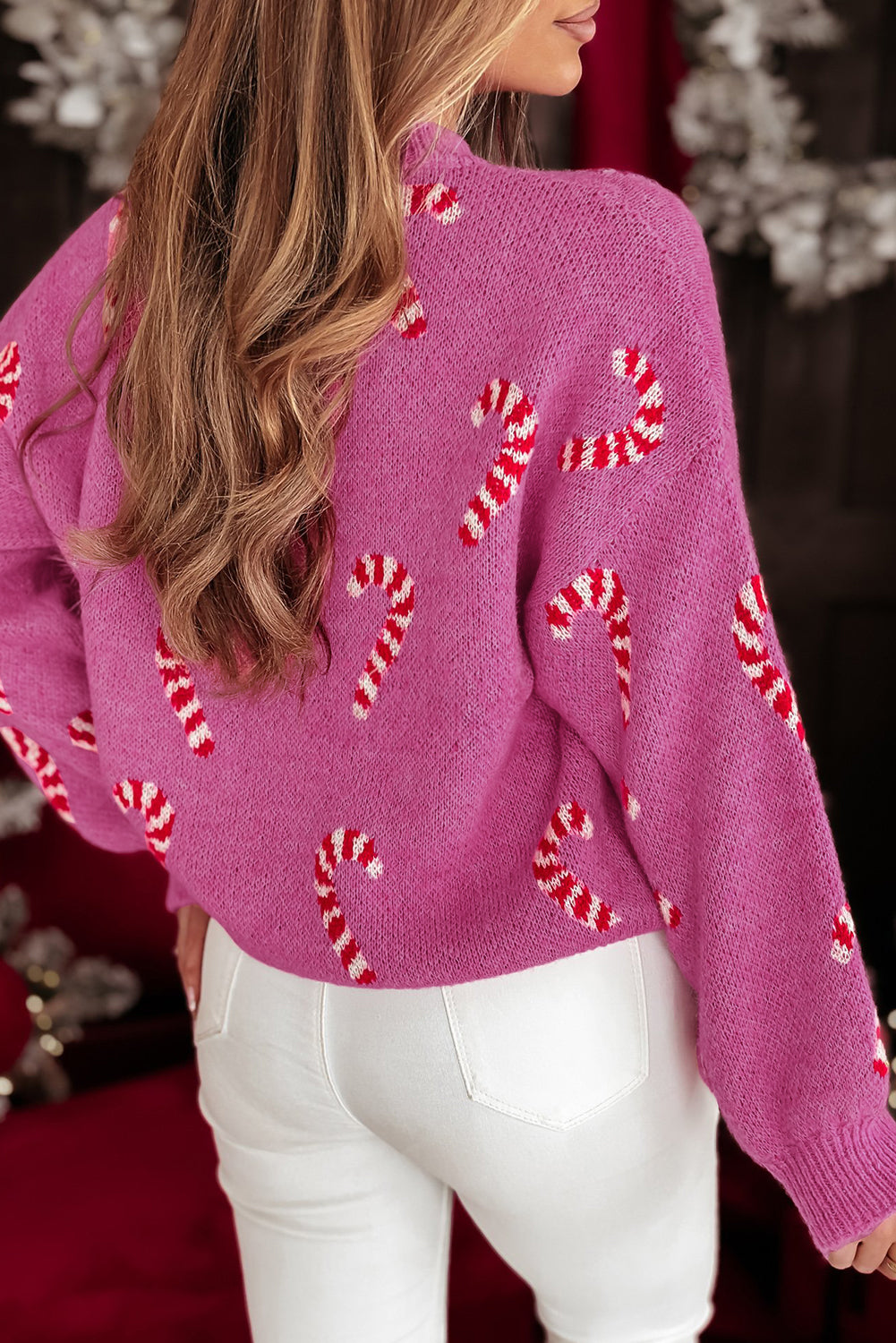 Pink Candy Cane Sweater-Sweaters-Krush Kandy, Women's Online Fashion Boutique Located in Phoenix, Arizona (Scottsdale Area)