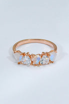 Moonstone and Zircon Heart Ring-Rings-Krush Kandy, Women's Online Fashion Boutique Located in Phoenix, Arizona (Scottsdale Area)