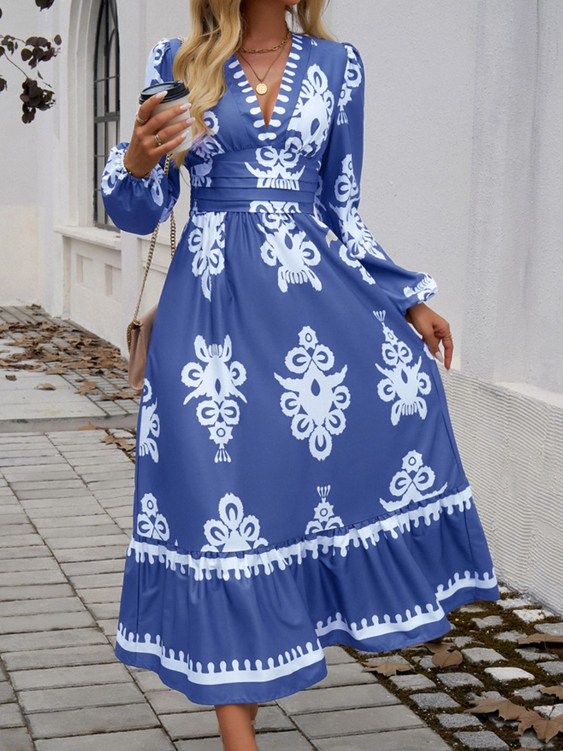 Cassie Printed Long Sleeve Maxi Dress ...