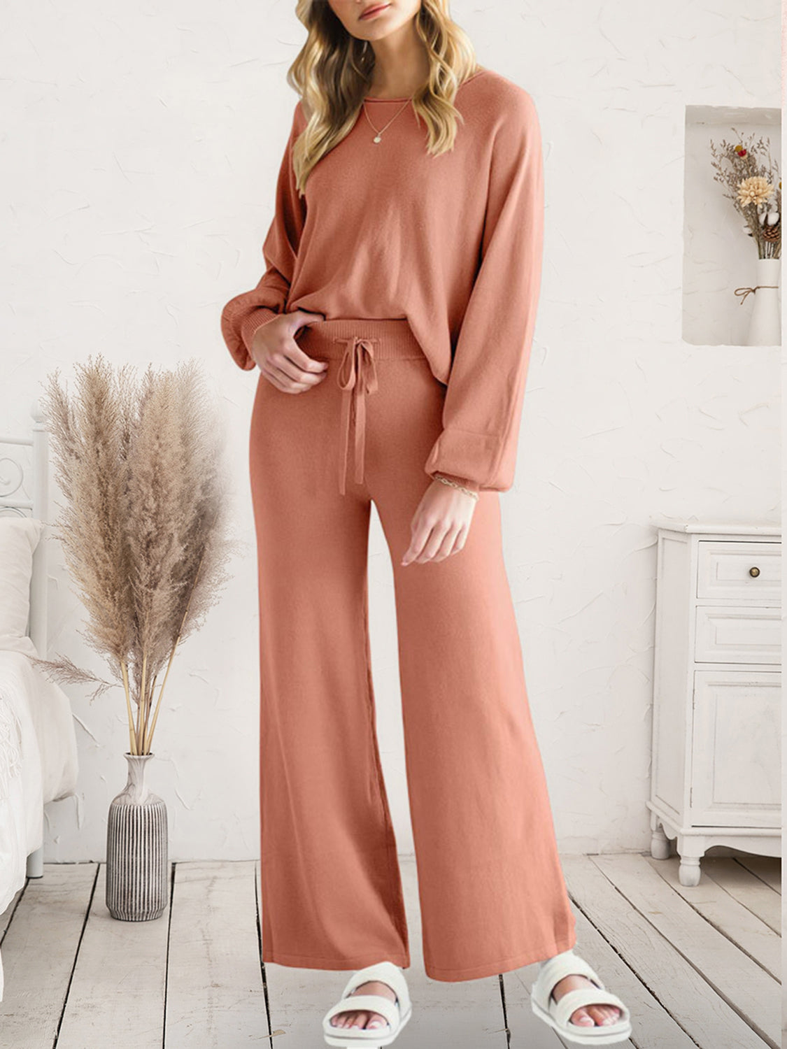 Long Sleeve Lounge Top and Drawstring Pants Set-Krush Kandy, Women's Online Fashion Boutique Located in Phoenix, Arizona (Scottsdale Area)