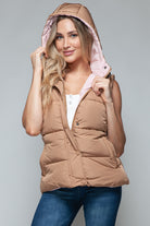 Cozy Chic: Hooded Puffer Vest - Khaki-Vests-Krush Kandy, Women's Online Fashion Boutique Located in Phoenix, Arizona (Scottsdale Area)