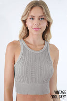 Second Skin Niki Biki Cable Knit Crop Top-Tanks-Krush Kandy, Women's Online Fashion Boutique Located in Phoenix, Arizona (Scottsdale Area)