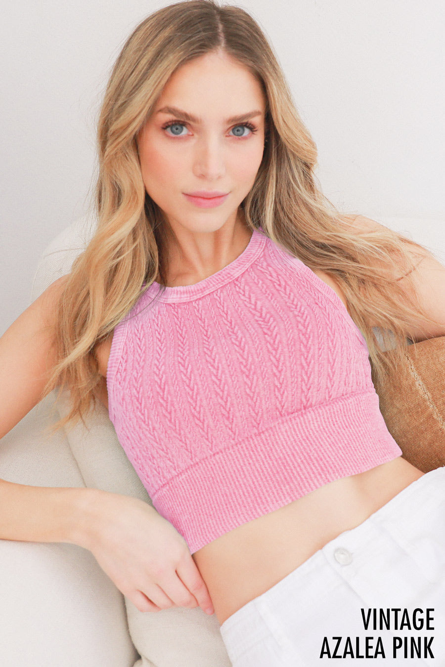 Second Skin Niki Biki Cable Knit Crop Top-Tanks-Krush Kandy, Women's Online Fashion Boutique Located in Phoenix, Arizona (Scottsdale Area)