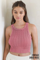 Second Skin Niki Biki Cable Knit Crop Top-Tanks-Krush Kandy, Women's Online Fashion Boutique Located in Phoenix, Arizona (Scottsdale Area)