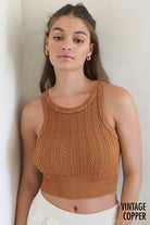 Second Skin Niki Biki Cable Knit Crop Top-Tanks-Krush Kandy, Women's Online Fashion Boutique Located in Phoenix, Arizona (Scottsdale Area)