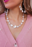 Aquamarines Freshwater Pearl Cluster Necklace-Chain Necklaces-Krush Kandy, Women's Online Fashion Boutique Located in Phoenix, Arizona (Scottsdale Area)