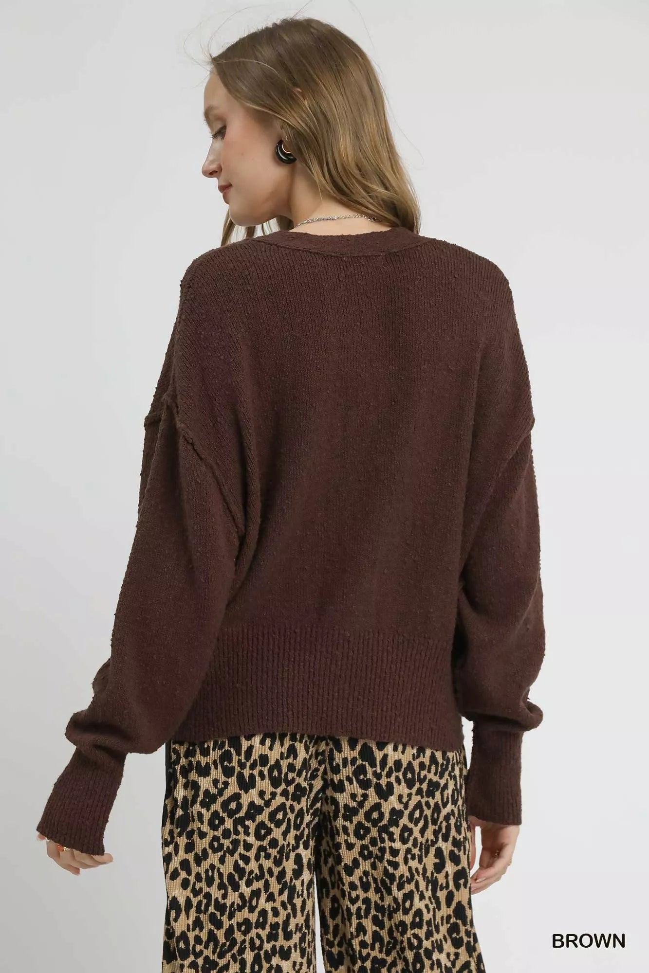 Umgee Button-Front V-Neck Knit Cardigan-Sweaters-Krush Kandy, Women's Online Fashion Boutique Located in Phoenix, Arizona (Scottsdale Area)