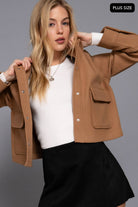 Plus Size Long Sleeve Soft Felt Jacket-Jackets-Krush Kandy, Women's Online Fashion Boutique Located in Phoenix, Arizona (Scottsdale Area)
