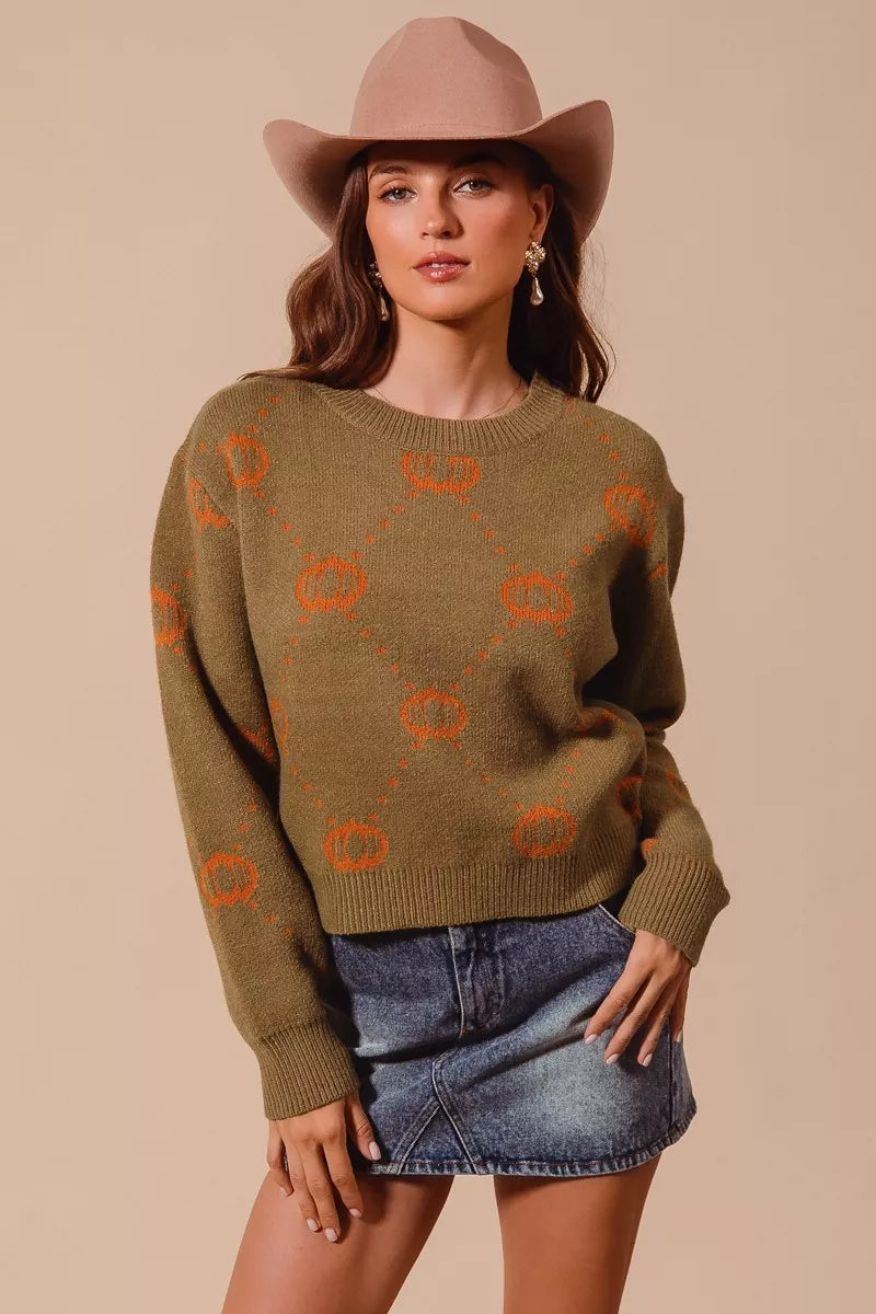 SO ME Pumpkin Rhombus Halloween Thanksgiving Sweater-Sweater-Krush Kandy, Women's Online Fashion Boutique Located in Phoenix, Arizona (Scottsdale Area)