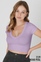 V Neck Crop Tee-Tanks-Krush Kandy, Women's Online Fashion Boutique Located in Phoenix, Arizona (Scottsdale Area)