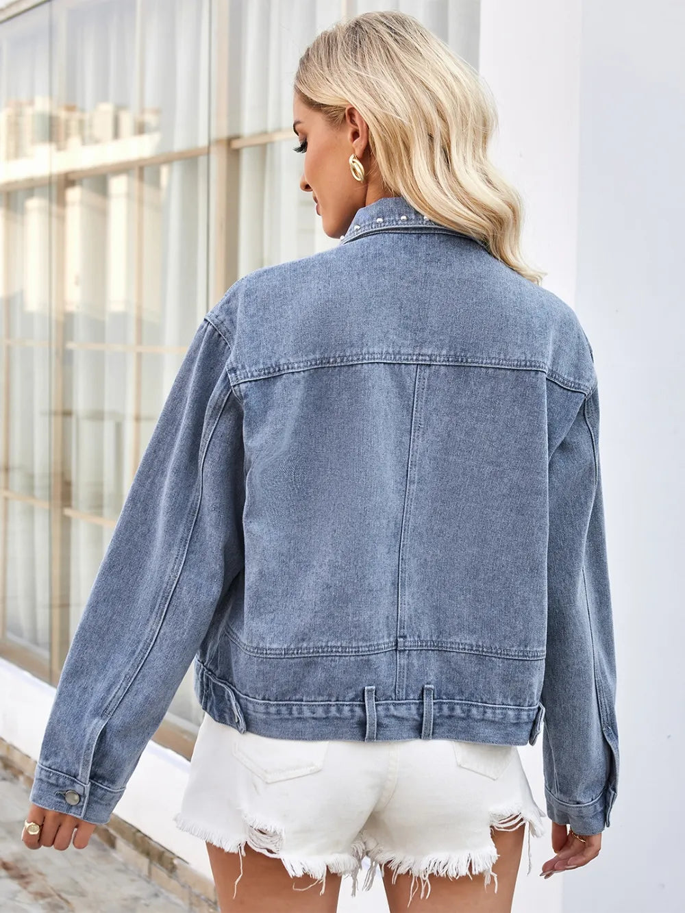 Studded Long Sleeve Denim Jacket-Krush Kandy, Women's Online Fashion Boutique Located in Phoenix, Arizona (Scottsdale Area)