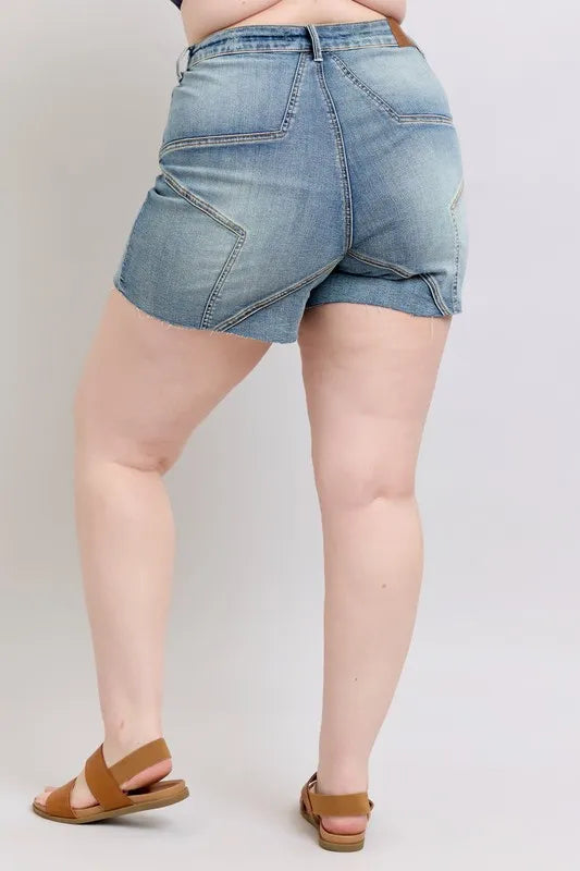 Judy Blue High Waist Star Seam Detail Denim Shorts-Denim-Krush Kandy, Women's Online Fashion Boutique Located in Phoenix, Arizona (Scottsdale Area)
