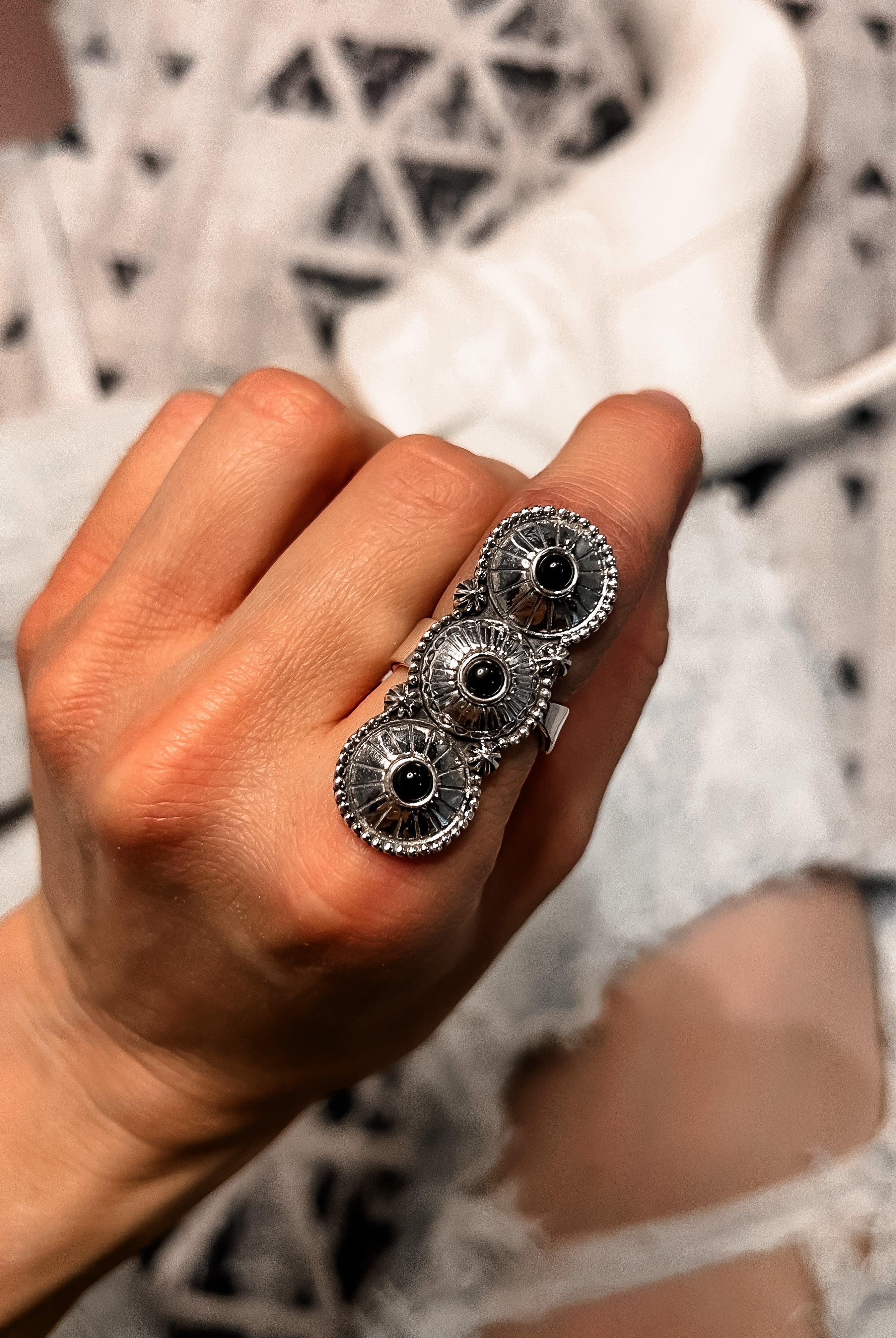 Three Stone Concho Crawler rings | Krush Exclusive-Rings-Krush Kandy, Women's Online Fashion Boutique Located in Phoenix, Arizona (Scottsdale Area)