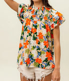 BiBi Multi Color Floral Print Woven Top-Tops-Krush Kandy, Women's Online Fashion Boutique Located in Phoenix, Arizona (Scottsdale Area)