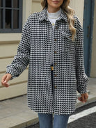 Houndstooth Button Up Long Sleeve Coat-Jacket-Krush Kandy, Women's Online Fashion Boutique Located in Phoenix, Arizona (Scottsdale Area)