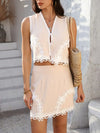 Devine Contrast Lace Vest and Skirt Set-2 Piece Outfit Sets-Krush Kandy, Women's Online Fashion Boutique Located in Phoenix, Arizona (Scottsdale Area)