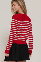 Long Sleeve Crew Neck Stripe Sweater Cardigan-Cardigans-Krush Kandy, Women's Online Fashion Boutique Located in Phoenix, Arizona (Scottsdale Area)