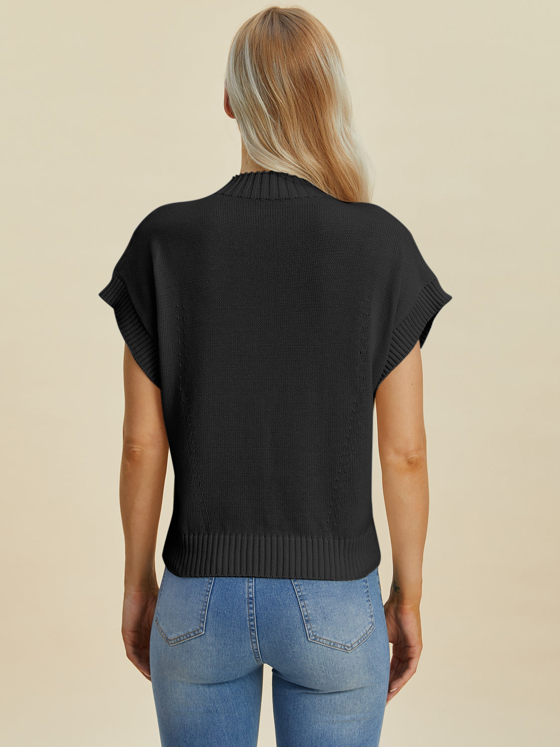 Double Take Full Size Mock Neck Short Sleeve Sweater-Sweaters-Krush Kandy, Women's Online Fashion Boutique Located in Phoenix, Arizona (Scottsdale Area)