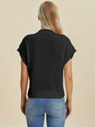 Double Take Full Size Mock Neck Short Sleeve Sweater-Sweaters-Krush Kandy, Women's Online Fashion Boutique Located in Phoenix, Arizona (Scottsdale Area)