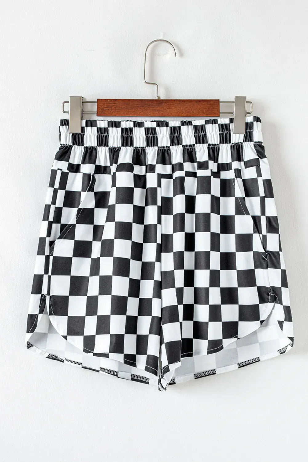 Checkered Print High Waist Casual Shorts-Shorts-Krush Kandy, Women's Online Fashion Boutique Located in Phoenix, Arizona (Scottsdale Area)