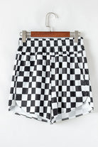 Checkered Print High Waist Casual Shorts-Shorts-Krush Kandy, Women's Online Fashion Boutique Located in Phoenix, Arizona (Scottsdale Area)