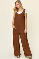 Double Take Full Size Texture Sleeveless Wide Leg Jumpsuit-Krush Kandy, Women's Online Fashion Boutique Located in Phoenix, Arizona (Scottsdale Area)