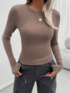 Devine Round Neck Long Sleeve T-Shirt-Krush Kandy, Women's Online Fashion Boutique Located in Phoenix, Arizona (Scottsdale Area)